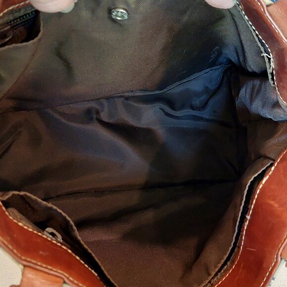 Brighton Vintage Striped Canvas Satchel with Leather Braided Straps - Picture 12 of 15